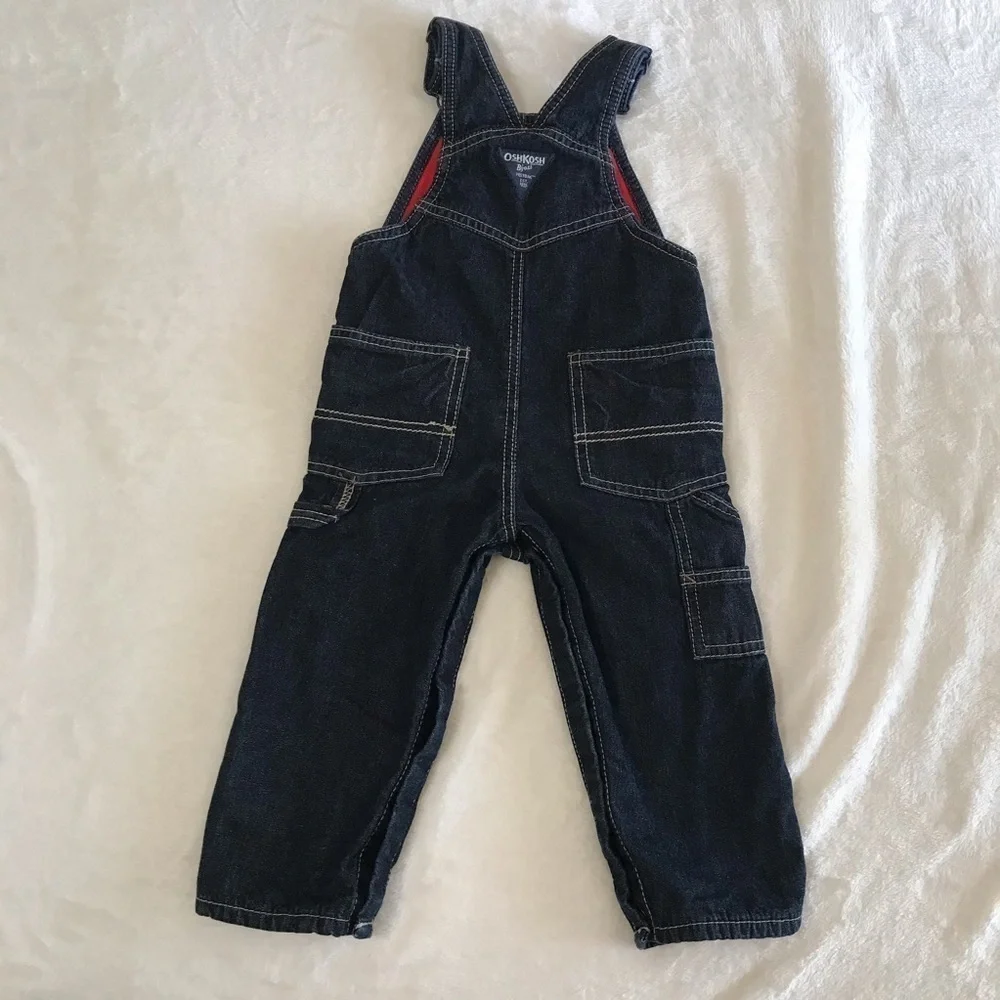 OSHKOSH B'GOSH / Toddler Fleece Lined Denim Carpenter Overalls Size 18M